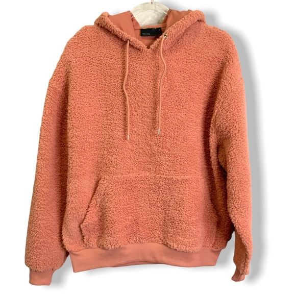 Asos Design Sherpa Hoodie Kangaroo Pocket Casual Top Sz S - Picture 1 of 7